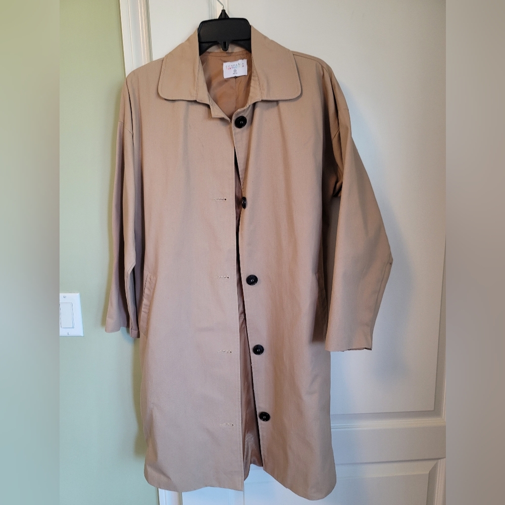 Tan Trench Coat with Notched Collar